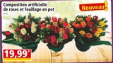 Composition artificielle de roses et feuillage en pot en promo chez Norma Nancy à 19,99 €
