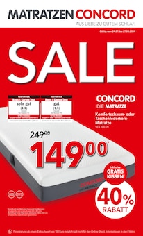Aktueller Matratzen Concord Prospekt "SALE" Seite 1 von 9 Seiten für Köln