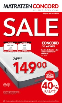 Aktueller Matratzen Concord Prospekt "SALE" Seite 1 von 9 Seiten