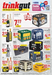 Getränkemarkt Prospekt von Trinkgut in Hülsede Aktueller Trinkgut Getränkemärkte Prospekt für Hülsede: Aktuelle Angebote mit 6} Seiten, 07.07.2025 - 12.07.2025
