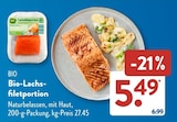 Aktuelle Lachs Angebote bei ALDI SÜD in Bergisch Gladbach Aktuelles Bio-Lachsfiletportion Angebot bei ALDI SÜD in Bergisch Gladbach ab 5,49 €