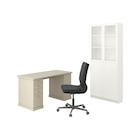 Schreibtisch+Aufbewahrungskombi und Drehstuhl beige/grau/weiß Angebote von VEBJÖRN/MULLFJÄLLET / BILLY/OXBERG bei IKEA Nürtingen für 527,99 €