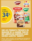 34% avec la Carte Ticket E.LECLERC sur les produits présents en magasin de la gamme pain de mie American Sandwich sans sucres ajoutés "HARRYS" - Harry's dans le catalogue E.Leclerc