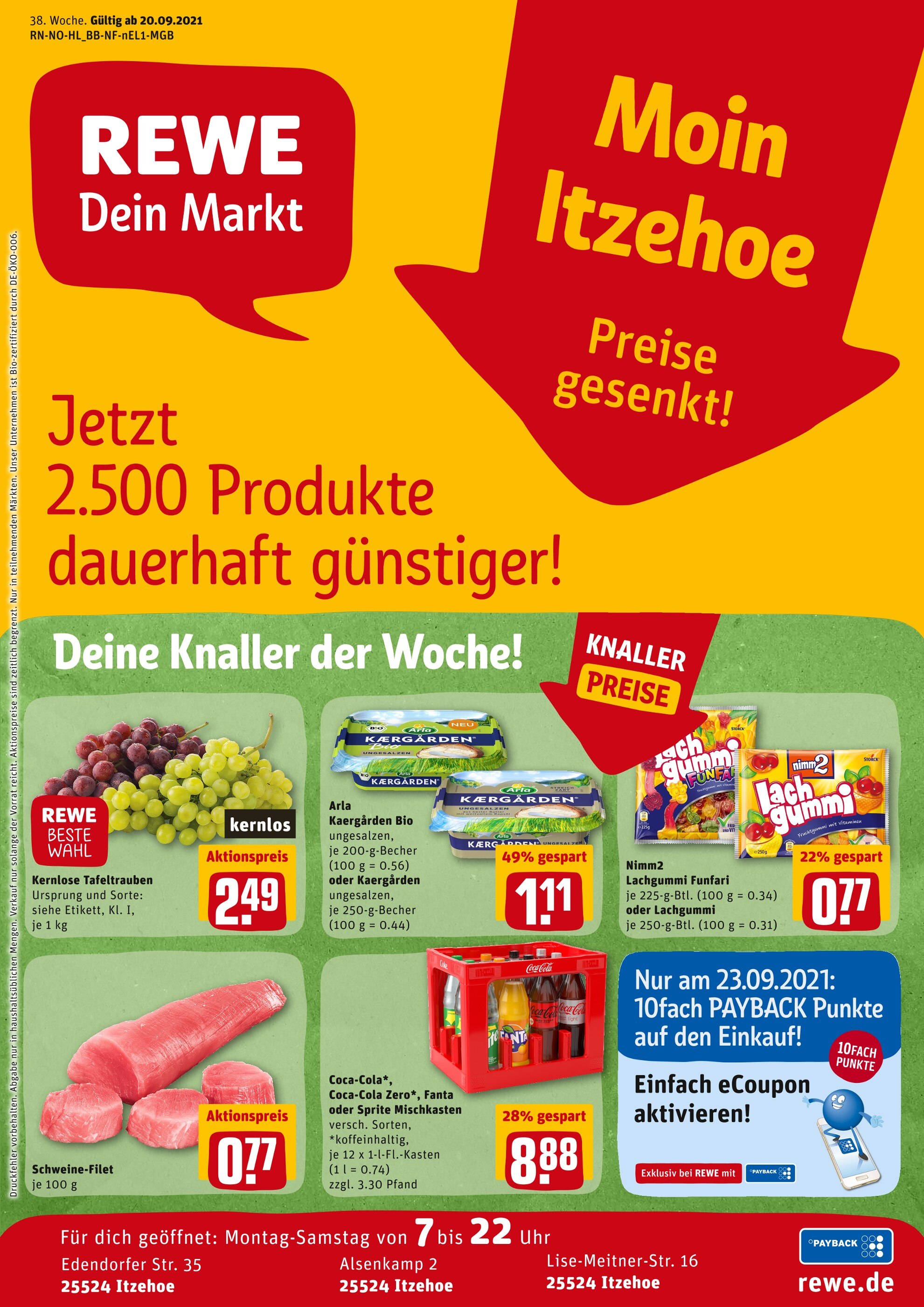 REWE Prospekt für Breitenburg mit 29 Seiten REWE Prospekt für Breitenburg: "Angebote im Markt", 29 Seiten, 20.09.2021 - 25.09.2021