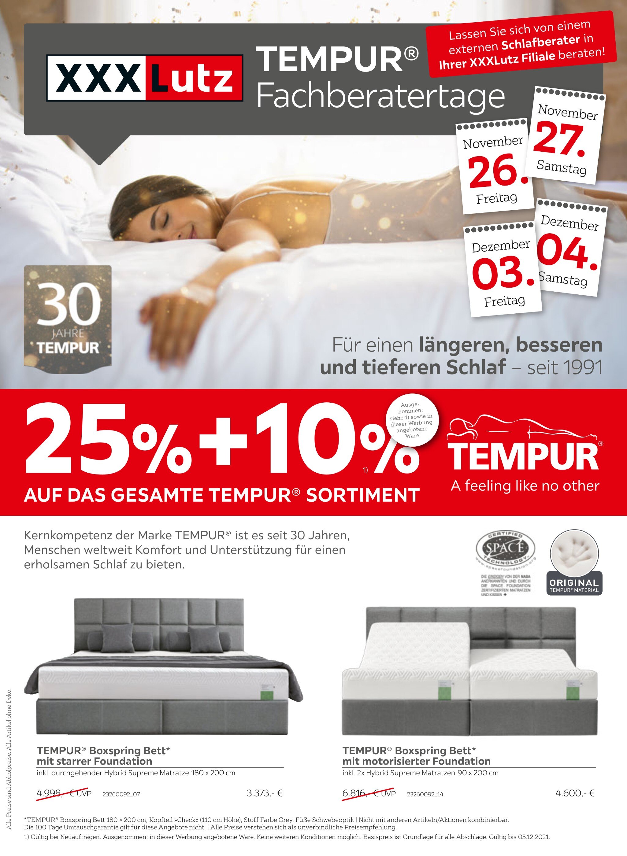 XXXLutz Möbelhäuser Prospekt für Hamburg mit 2 Seiten XXXLutz Möbelhäuser Prospekt für Hamburg: "TEMPUR® Fachberatertage", 2 Seiten, 22.11.2021 - 28.11.2021