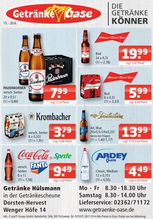 Bier im aktuellen Getränke Oase Prospekt (Marl) Bier im Getränke Oase Prospekt "Aktuelle Angebote" mit 1 Seiten (Marl)