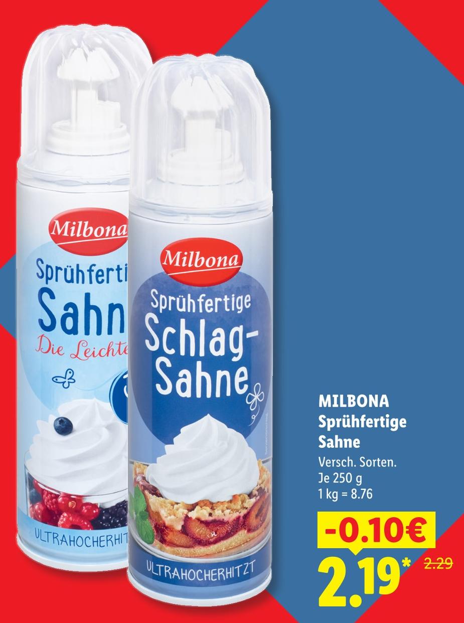 Sprühfertige Sahne