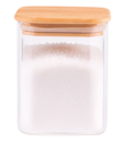 Bocal en verre couvercle bois en promo chez Stokomani Laon à 2,49 €