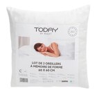 Lot de 2 oreillers à mémoire de forme - TODAY en promo chez Carrefour Dunkerque à 9,99 €