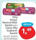 Klima-Neutral Müllbeutel oder Clean Öko Zugbandbeutel im Angebot bei budni in Pinneberg Klima-Neutral Müllbeutel oder Clean Öko Zugbandbeutel Angebote von Pely bei budni Pinneberg für 1,49 €