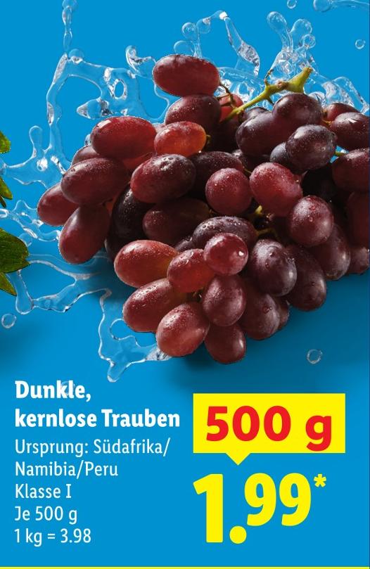 Dunkle, kernlose Trauben