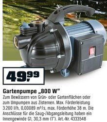 Garartenpumpe „800 W“ bei OBI in Moers Garartenpumpe „800 W“ im Angebot bei OBI Moers für 49,99 €