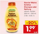 Wahre Schätze Shampoo oder Spülung Angebote von Garnier bei Netto Marken-Discount Münster für 1,99 €
