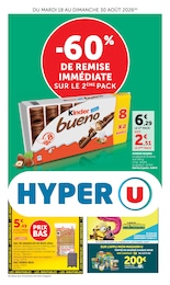 Catalogue Hyper U à Challans, avec 44 pages Prospectus Hyper U à Challans, "-60% DE REMISE IMMÉDIATE SUR LE 2ÈME PACK", 44 pages, 18/08/2026 - 30/08/2026