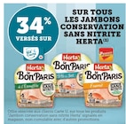 34% versés sur ma Carte U sur tous les jambons conservation sans nitrite Herta à Hyper U dans Luc-sur-Mer