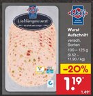 Aktuelle Wurst Angebote bei Netto Marken-Discount in Reutlingen Aktuelles Wurst Aufschnitt Angebot bei Netto Marken-Discount in Reutlingen ab 1,19 €