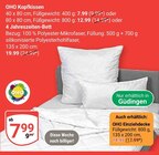 Aktuelles Kopfkissen Angebot bei GLOBUS in Saarbrücken ab 7,99 €