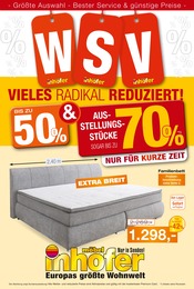 Aktueller Möbel Inhofer Prospekt mit Bett, "WSV - VIELES RADIKAL REDUZIERT!", Seite 1