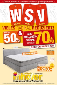 Bett im Möbel Inhofer Prospekt "WSV - VIELES RADIKAL REDUZIERT!" mit 16 Seiten (Augsburg)