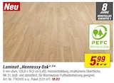 toom Baumarkt Duderstadt - Laminat „Hennessy Oak“ 2/4 Angebot im Prospekt Laminat „Hennessy Oak“ 2/4 bei toom Baumarkt im Duderstadt Prospekt für 5,99 €