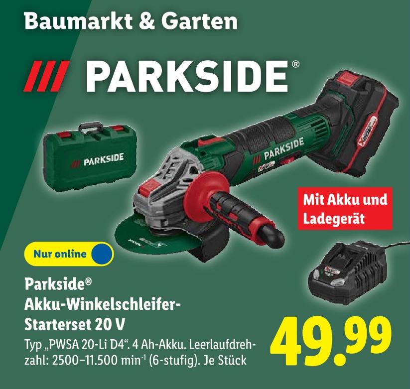 Akku-Winkelschleifer-Starterset 20 V