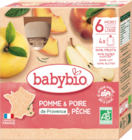 GOURDES POMME & POIRE DE PROVENCE,   PÊCHE  BABYBIO - BABYBIO dans le catalogue Auchan Hypermarché