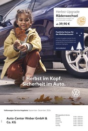 Volkswagen Prospekt für Taucha mit 1 Seite Volkswagen Prospekt für Taucha: "Herbst im Kopf. Sicherheit im Auto.", 1 Seite, 01.09.2026 - 31.12.2026