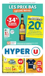 Catalogue Hyper U à Bartenheim, avec 48 pages Prospectus Hyper U à Bartenheim, "LES PRIX BAS Spécial bières", 48 pages, 12/05/2026 - 24/05/2026