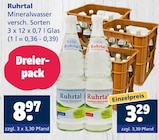 Getränkewelt Dorsten - Mineralwasser Dreierpack Angebot im Prospekt Mineralwasser Dreierpack bei Getränkewelt im Dorsten Prospekt für 3,29 €
