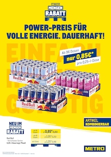 Energydrink im aktuellen METRO Prospekt (Marl) Energydrink im METRO Prospekt "Monatsmenü + Gewinnspiel" mit 22 Seiten (Marl)