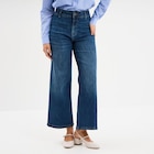 Promo Jeans flare 7/8ème taille haute coton denim double stone femme à 29,99 € dans le catalogue La Halle à Verdun