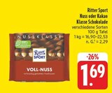 Aktuelles Nuss oder Kakao Klasse Schokolade Angebot bei EDEKA in Jena ab 1,69 €