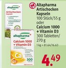 Artischocken Kapseln oder Calcium 1000 + Vitamin D3 bei Rossmann im Prospekt "" für 4,49 €