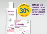 Promo 30% avec la carte sur gammes soin lavants 250 ml et protections intimes règlesa de saforelle à  dans le catalogue E.Leclerc à Houilles