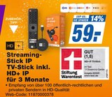 Aktuelle Fernseher Angebote bei expert in Amberg Aktuelles Streaming-Stick IP TV-Stick inkl. HD+ IP für 3 Monate Angebot bei expert in Amberg ab 59,00 €