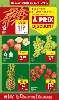 Catalogue Aldi de la semaine "FOIRE AUX VINS D'AUTOMNE" avec 2 pages, valide du 23/09/2025 au 29/09/2025 pour Montbéliard et alentours Prospectus Aldi de la semaine "FOIRE AUX VINS D'AUTOMNE" avec 2 pages, valide du 23/09/2025 au 29/09/2025 pour Montbéliard et alentours