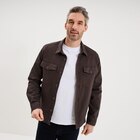 Surchemise droite mélange coton stretch marron foncé homme dans le catalogue La Halle