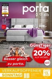 Aktueller porta Möbel Prospekt mit Boxspringbett, "20% AUF MÖBEL", Seite 1