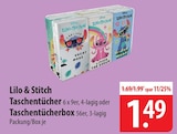 Lilo & Stitch Taschentücher bei famila Nordost im Uetersen Prospekt für 1,49 €