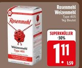 Weizenmehl Type 405 im EDEKA Prospekt Weizenmehl Type 405 von Rosenmehl im aktuellen EDEKA Prospekt für 1,11 €