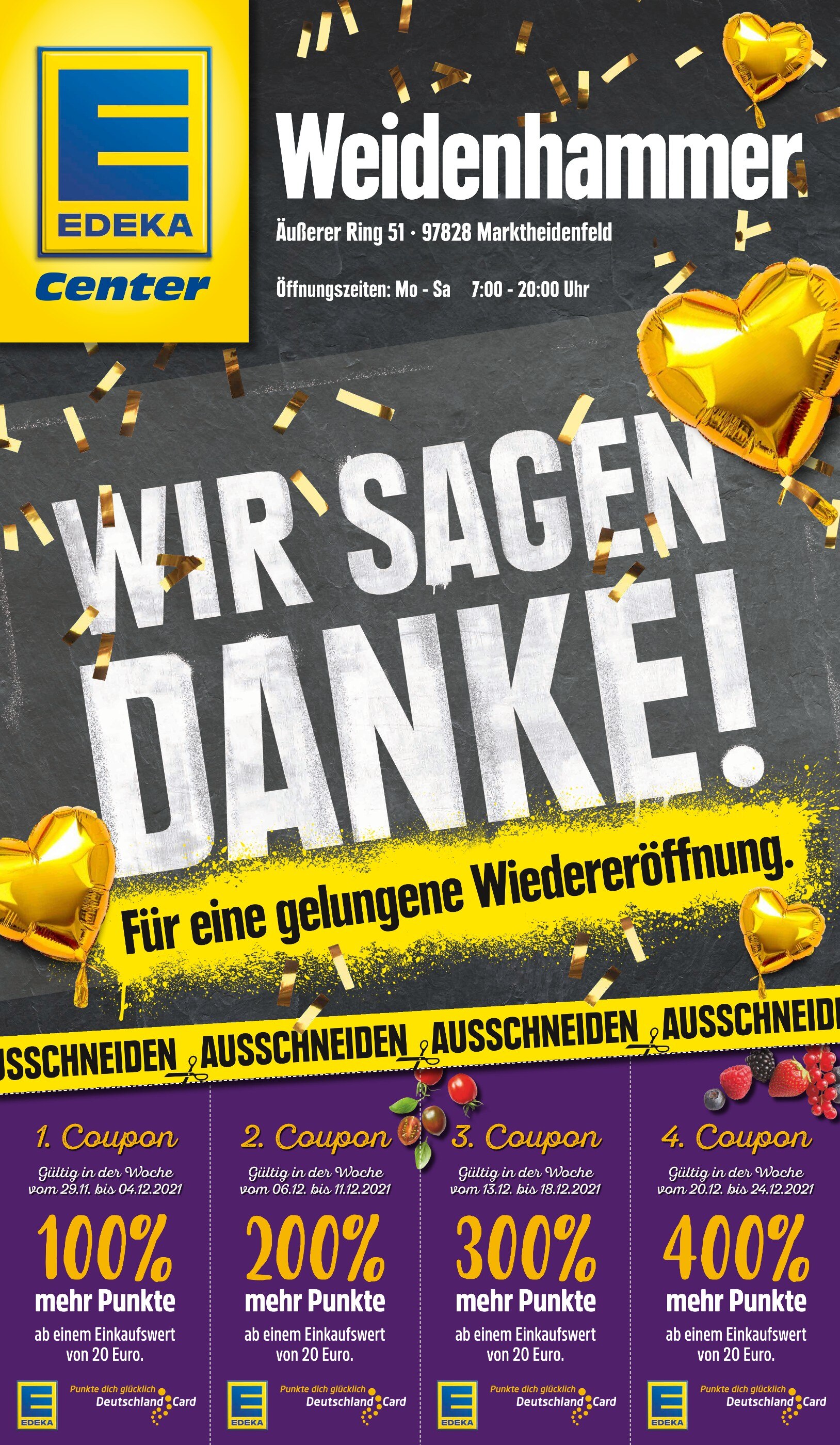 E center Prospekt für Triefenstein mit 2 Seiten E center Prospekt für Triefenstein: "Wir sagen DANKE!", 2 Seiten, 29.11.2021 - 04.12.2021