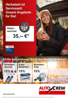 AutoCrew Prospekt Herbstzeit ist Servicezeit: Unsere Angebote für Sie! mit 4 Seiten