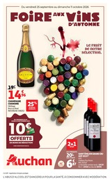 Prospectus Supermarchés Auchan Hypermarché en cours, FOIRE AUX VINS D'AUTOMNE, 72 pages, 25/09/2026 - 11/10/2026 Catalogue Supermarchés Auchan Hypermarché en cours à Envermeu et alentours, FOIRE AUX VINS D'AUTOMNE, 72 pages, 25/09/2026 - 11/10/2026
