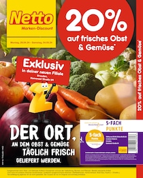 Netto Marken-Discount Prospekt für Dresden: "20% auf frisches Obst & Gemüse", 4 Seiten, 29.04.2024 - 04.05.2024