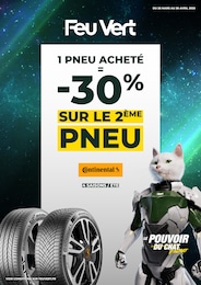 Prospectus Feu Vert à Miribel, "1 PNEU ACHETÉ = -30% SUR LE 2ÈME PNEU", 1 page, 26/03/2025 - 28/04/2025