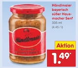 bayerisch süßer Hausmacher Senf Angebote von Händlmaier bei Netto Marken-Discount Mainz für 1,49 €