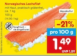 Netto Marken-Discount Waltrop - Norwegisches Lachsfilet Angebot im Prospekt Norwegisches Lachsfilet bei Netto Marken-Discount im Waltrop Prospekt für 1,49 €