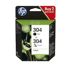 HP 304 - Pack de 2 - noir et 3 couleurs - cartouche d'encre originale (3JB05AE) - HP en promo chez Bureau Vallée Saint-Denis à 29,99 €