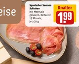 Spanischer Serrano Schinken im Angebot bei REWE in Ratingen Spanischer Serrano Schinken Angebote bei REWE Ratingen für 1,99 €
