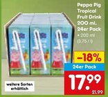 Tropical Fruit Drink 200 ml, 24er Pack Angebote von Peppa Pig bei Netto Marken-Discount Magdeburg für 17,99 €